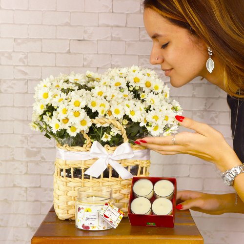 Piquenique de Margaridinhas e Velas Aromáticas Giuliana Flores