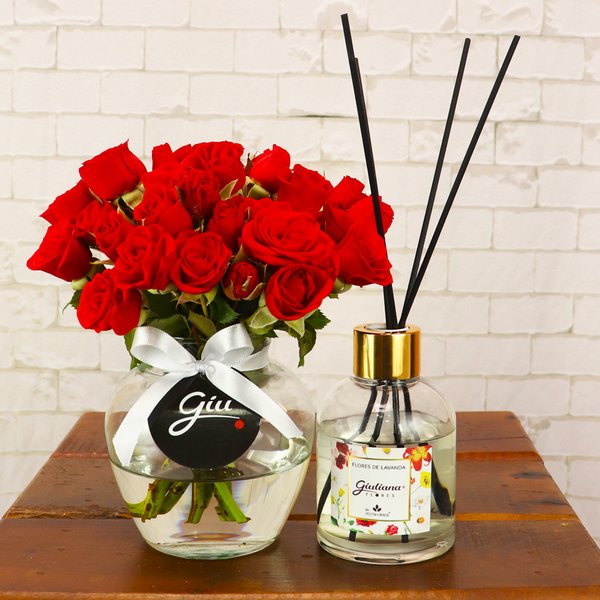 Brisa de Rosas Red e Difusor Aromático Giuliana Flores