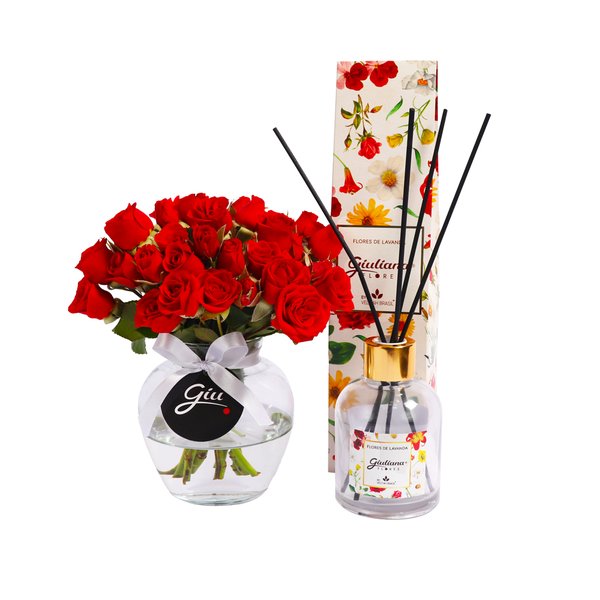 Brisa de Rosas Red e Difusor Aromático Giuliana Flores