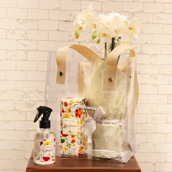 Bolsa Cristal com Mini Rara e Linha Aromáticas Giuliana Flores