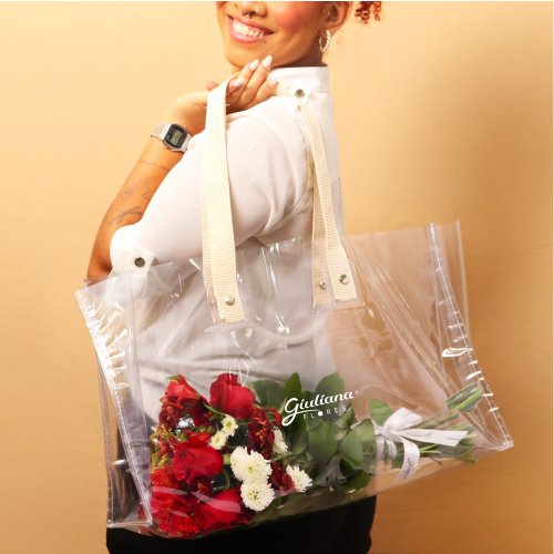 Bolsa Cristal com Buquê 04 Estações Vermelho