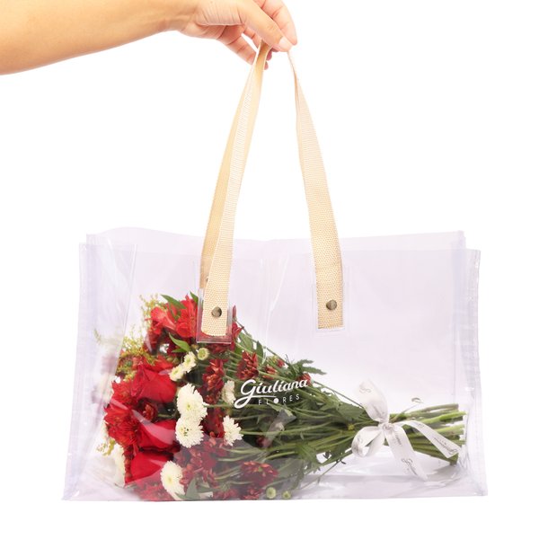 Bolsa Cristal com Buquê 04 Estações Vermelho