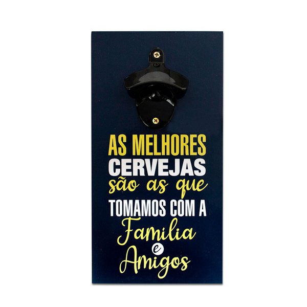 Abridor Garrafas Parede Cerveja Amigos Mdf Com Imã 25x13 Cm