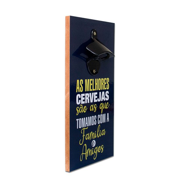 Abridor Garrafas Parede Cerveja Amigos Mdf Com Imã 25x13 Cm