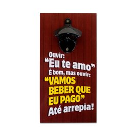 Imagem de Abridor Garrafas Parede Vamos Beber Mdf Com Imã 25x13 Cm