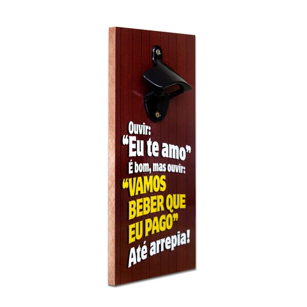 Abridor Garrafas Parede Vamos Beber Mdf Com Imã 25x13 Cm