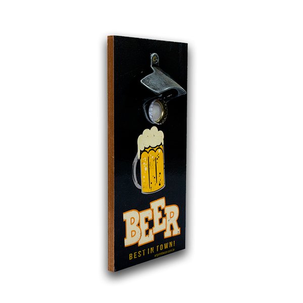 Abridor De Garrafas Parede Beer Mdf Com Imã 25x13 Cm