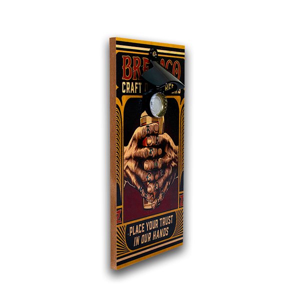 Abridor Garrafas Parede Bebida Brewco Mdf Com Imã 25x13 Cm