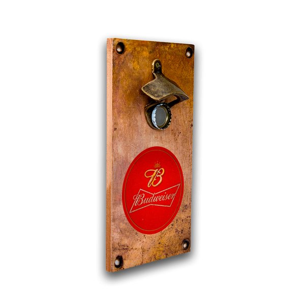 Abridor De Garrafas Parede Budwaiser Mdf Com Imã  25x13 Cm