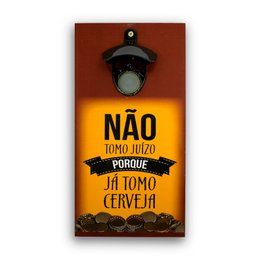Imagem de Abridor Garrafas Parede Frase Juízo Mdf Com Imã 25x13 Cm
