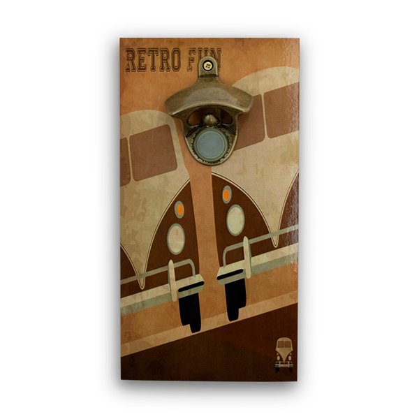 Abridor Garrafas Parede Kombi Retro Mdf Com Imã 25x13 Cm