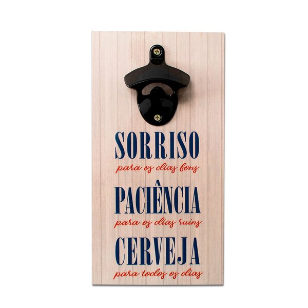 Abridor Garrafas Parede Cerveja Sorriso Mdf Com Imã 25x13 Cm