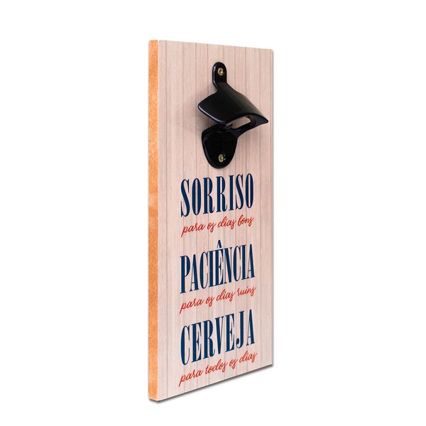 Abridor Garrafas Parede Cerveja Sorriso Mdf Com Imã 25x13 Cm