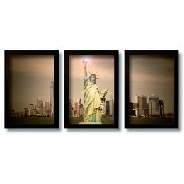 Imagem de Kit 3 Quadros Decorativos Mosaico Estátua da Liberdade