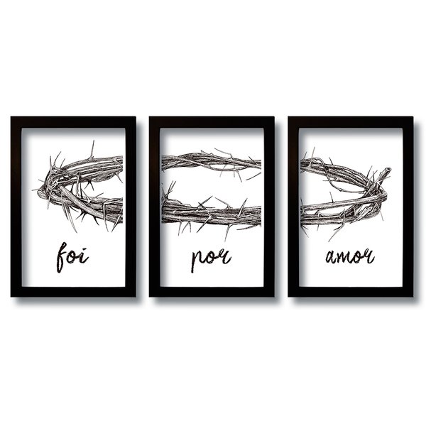 Kit 3 Quadros Decorativos Mosaico Jesus Foi Por Amor