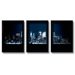 Imagem de Kit 3 Quadros Decorativos Mosaico Cidade Nova York