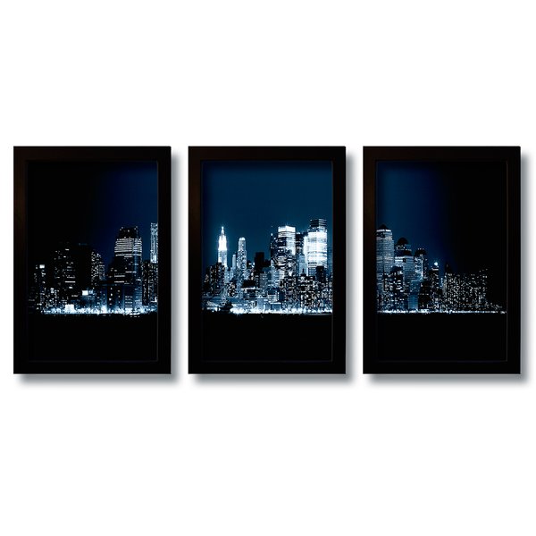 Kit 3 Quadros Decorativos Mosaico Cidade Nova York