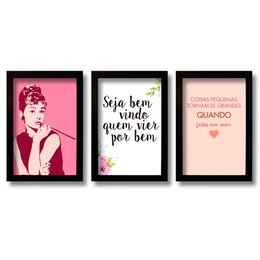 Imagem de Kit 3 Quadros Decorativos Frases Seja Bem Vindo
