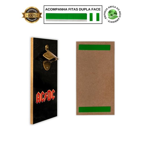 Kit 4 Porta Copos Rock ACDC C/ Suporte + Abridor de Garrafas