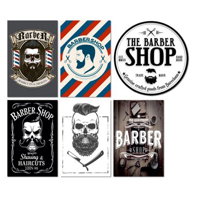 Kit 6 Placas Decorativas Barbearia Barber Shop Salão Mdf