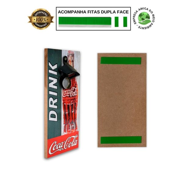 Kit 4 Porta Copos Coca Cola C/ Suporte + Abridor de Garrafas