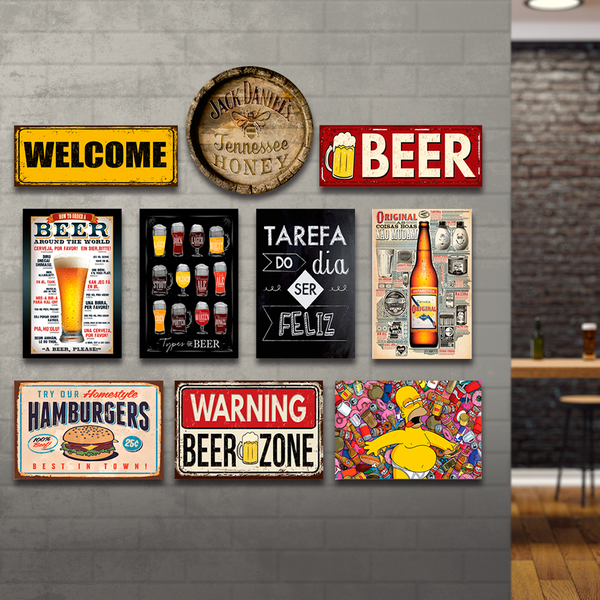 Kit Placas Decorativas Bebidas Mdf - 10 Placas
