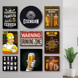 Imagem de Kit Placas Decorativas Bebidas Mdf - 9 Placas