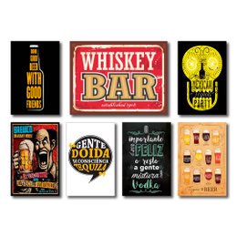 Imagem de Kit Placas Decorativas Bebidas Frases Vintage Mdf - 7 Placas