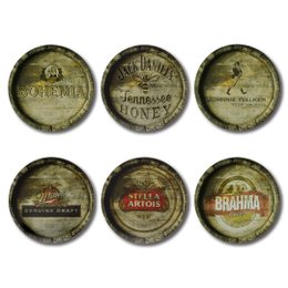 Imagem de Kit 6 Placas Decorativas Mdf Bebidas Cervejas 30 cm redondas