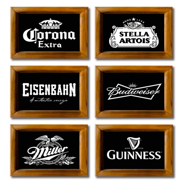 Kit 6 Placas Decorativas Mdf Bebidas Cervejas Retrô