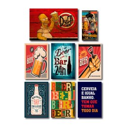 Imagem de Kit 7 Placas Decorativas Bebidas + Abridor de Garrafas C/ Imã Extreme Mdf
