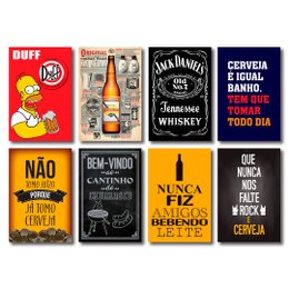 Imagem de Kit Placas Decorativas Top Bebidas Mdf - 8 Placas