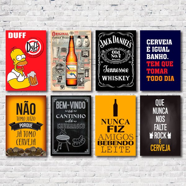 Kit Placas Decorativas Top Bebidas Mdf - 8 Placas