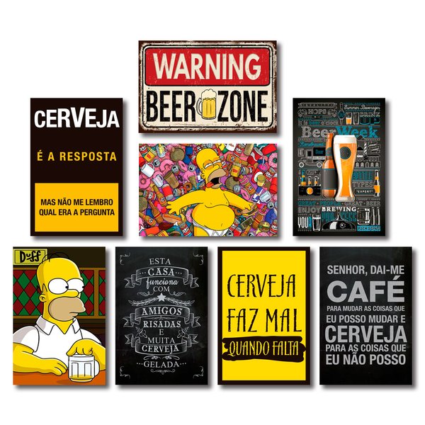 Kit Placas Decorativas Top Beers Mdf - 8 Placas