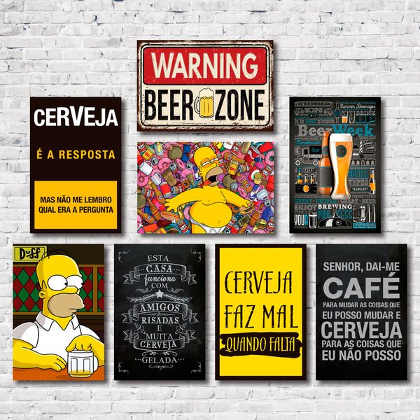 Kit Placas Decorativas Top Beers Mdf - 8 Placas