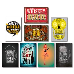 Imagem de Kit Placas Decorativas Bar Drinks Vintage Mdf - 8 Placas