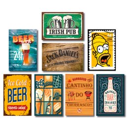 Imagem de Kit Placas Decorativas Cervejas e Frases Mdf - 8 Placas