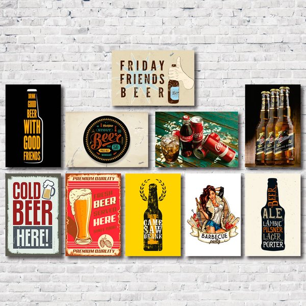 Kit Placas Decorativas Cervejas Bar Boteco Mdf - 10 Placas
