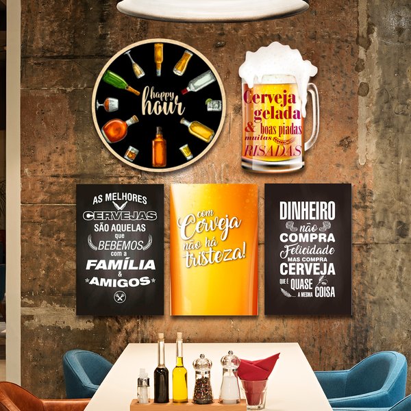 Kit 5 Placas Decorativas Com Frases Bar Cervejas Bebidas