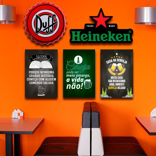 Kit 5 Placas Decorativas Cervejas Com Frases Bar Bebidas