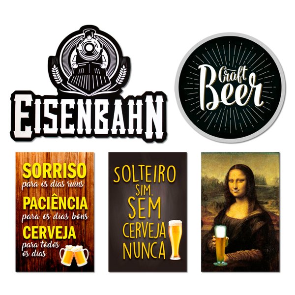 Kit 5 Placas Decorativas Frases Bar Cervejas Vintage