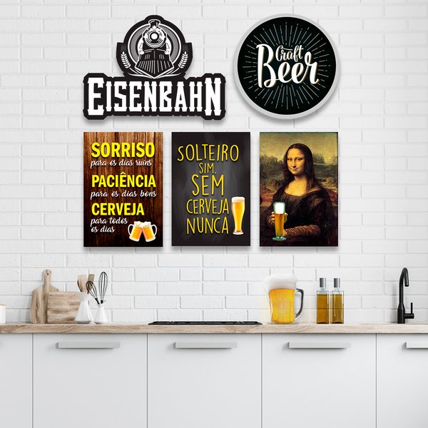 Kit 5 Placas Decorativas Frases Bar Cervejas Vintage