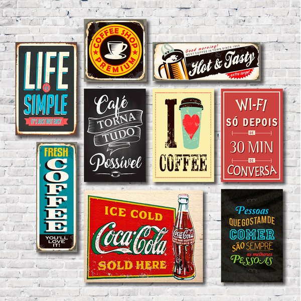 Kit Placas Decorativas Cozinha Frases Mdf - 9 Placas