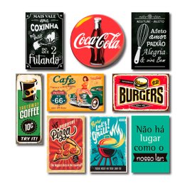 Imagem de Kit Placas Decorativas Cozinha Frases Vintage  Mdf -9 Placas