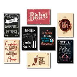 Imagem de Kit Placas Decorativas Cozinha Frases Retrô Mdf -8 Placas
