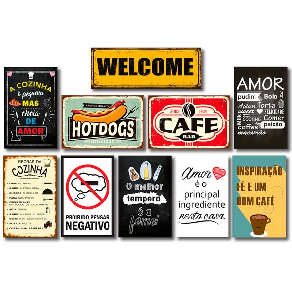 Kit 10 Placas Decorativas Mdf Frases e Cozinha