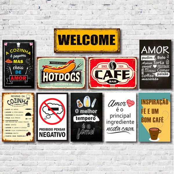 Kit 10 Placas Decorativas Mdf Frases e Cozinha
