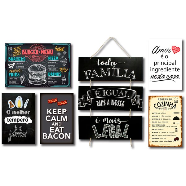 Kit 6 Placas Decorativas Frases Cozinha  Mdf