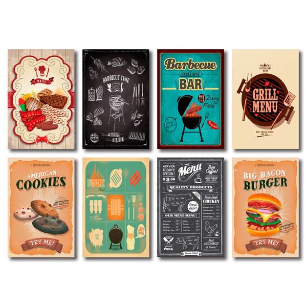 Kit Placas Decorativas Churrasco Cozinha Bar Mdf - 8 Placas