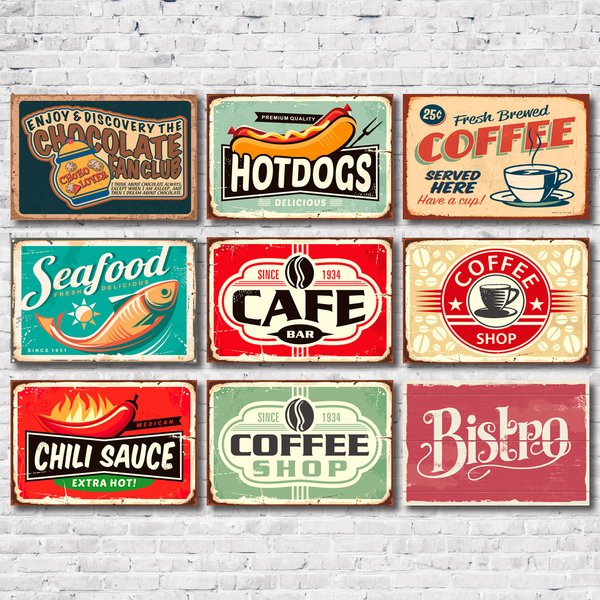 Kit Placas Decorativas Café Bistro Cozinha Mdf - 9 Placas
